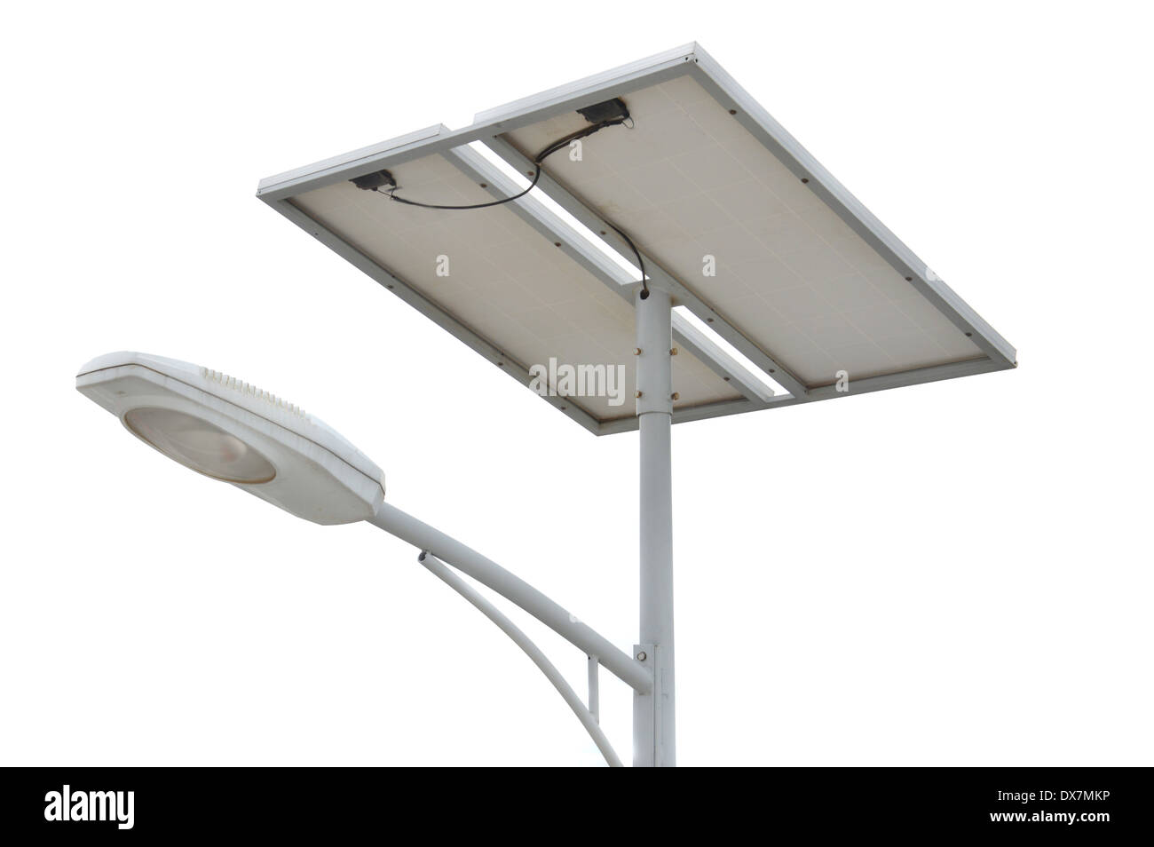 street lights with solar panels isolated on white background Stock