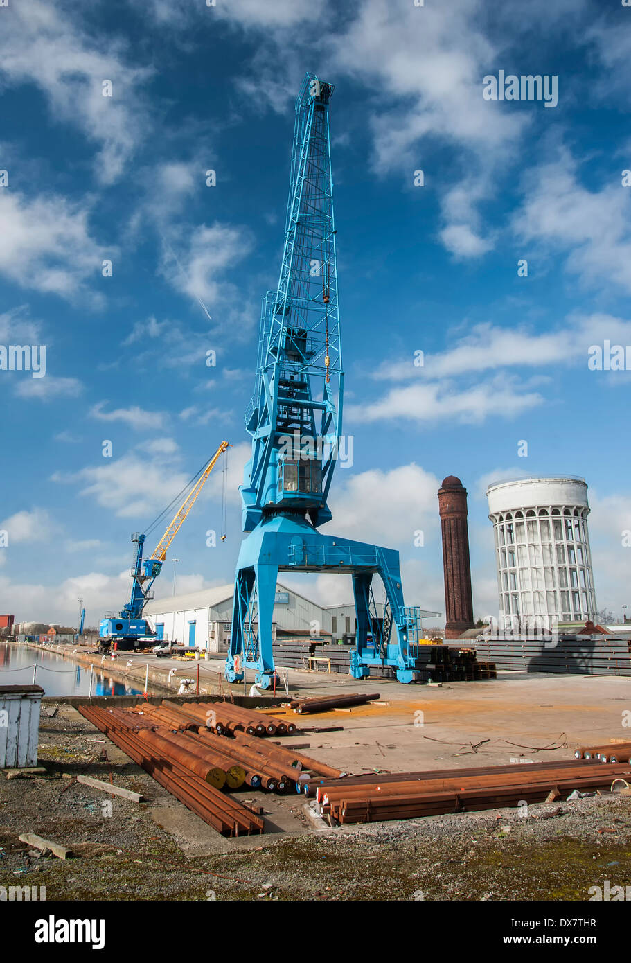 Crane along the riverside at the docks in Goole, Humberside Stock Photo