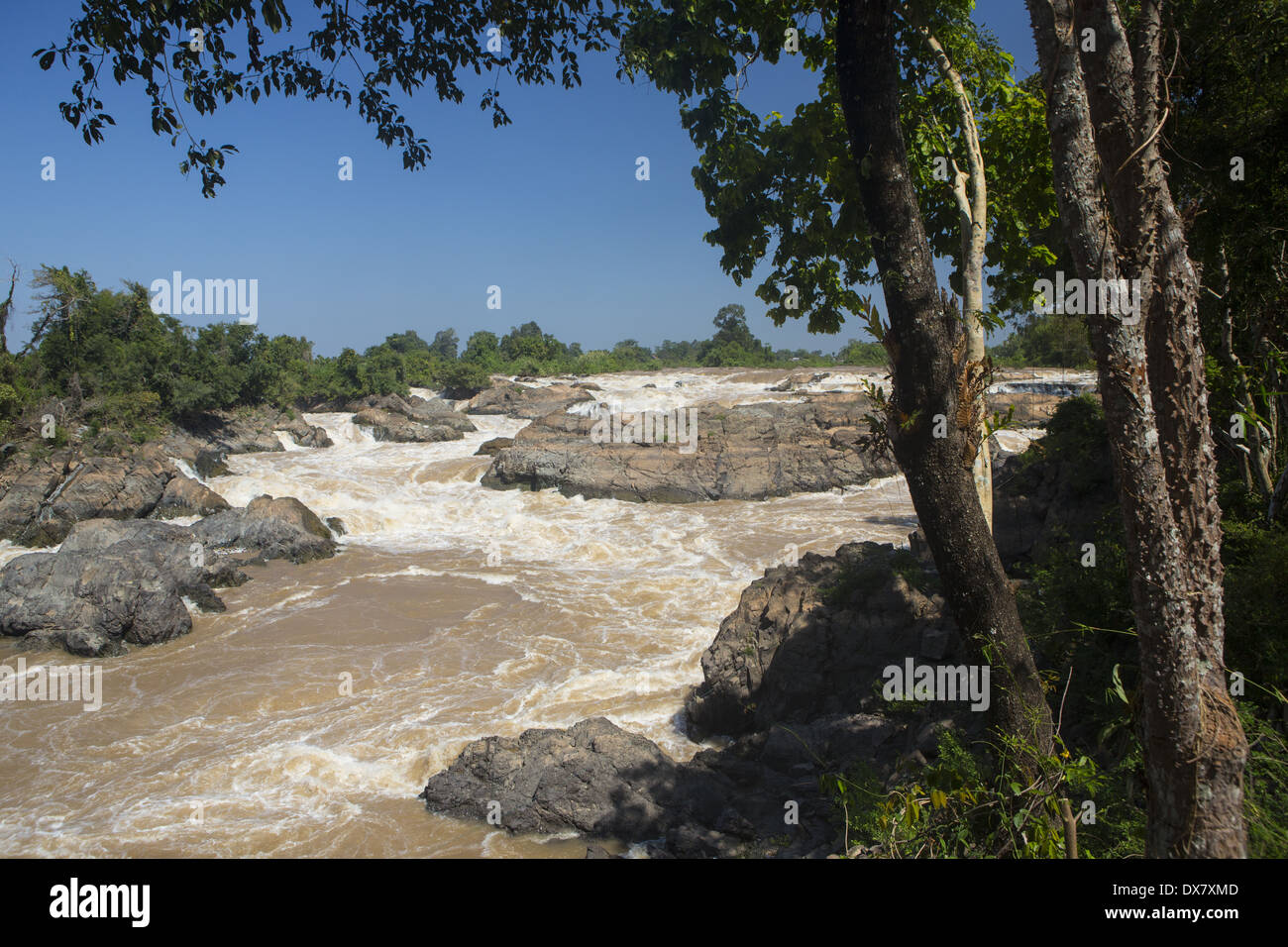 Don Khon island in the Mekong River, 4000 Islands in Southern Laos Stock Photo