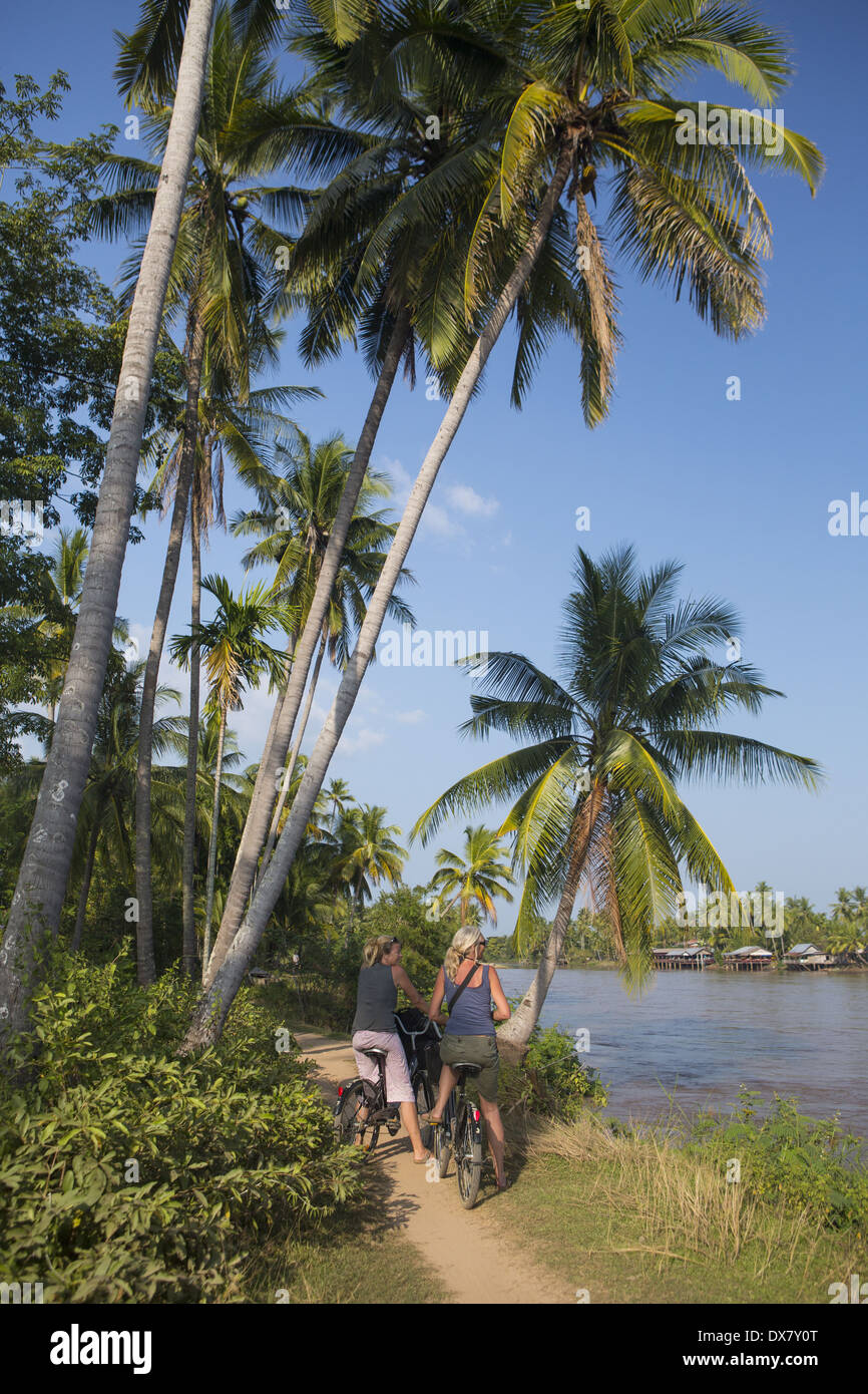 Don Det island in the Mekong River, 4000 Islands in Southern Laos Stock Photo