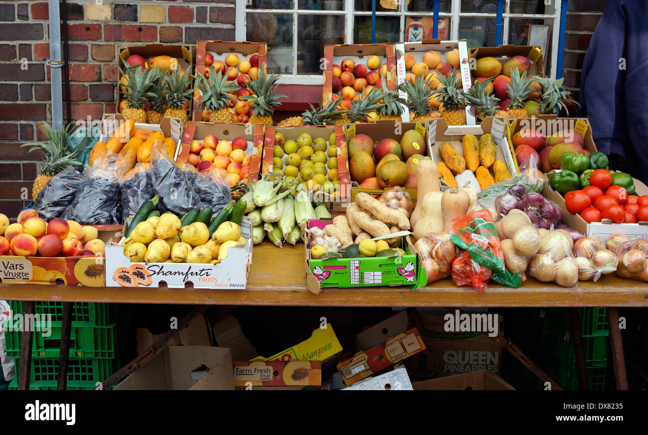 Assortment of fresh fruits and vegetables for sale at Kalk Bay, near Cape Town Stock Photo Alamy