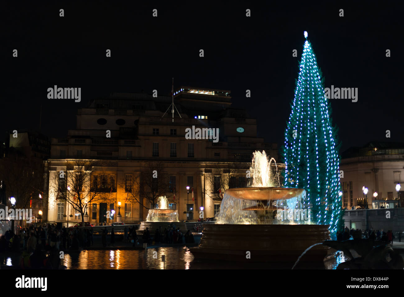 Trafalgar Square & fountains, Christmas 2013, with famous Christmas