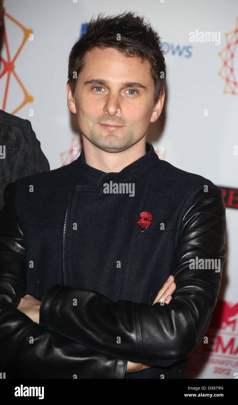 Singer Matthew Bellamy of 'Muse' The MTV EMA's 2012 held at Festhalle - arrivals **or publication in Germany an Stock Photo