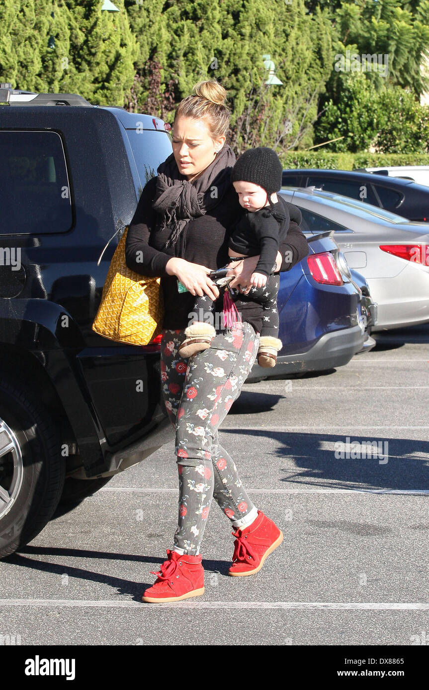 Hilary Duff shops for groceries with her son with her son, Luca Cruz