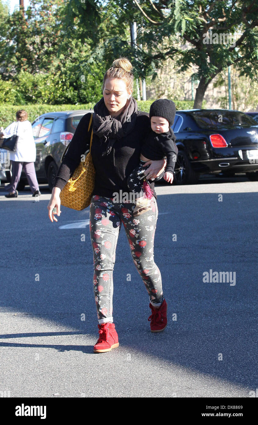 Hilary Duff shops for groceries with her son with her son, Luca Cruz