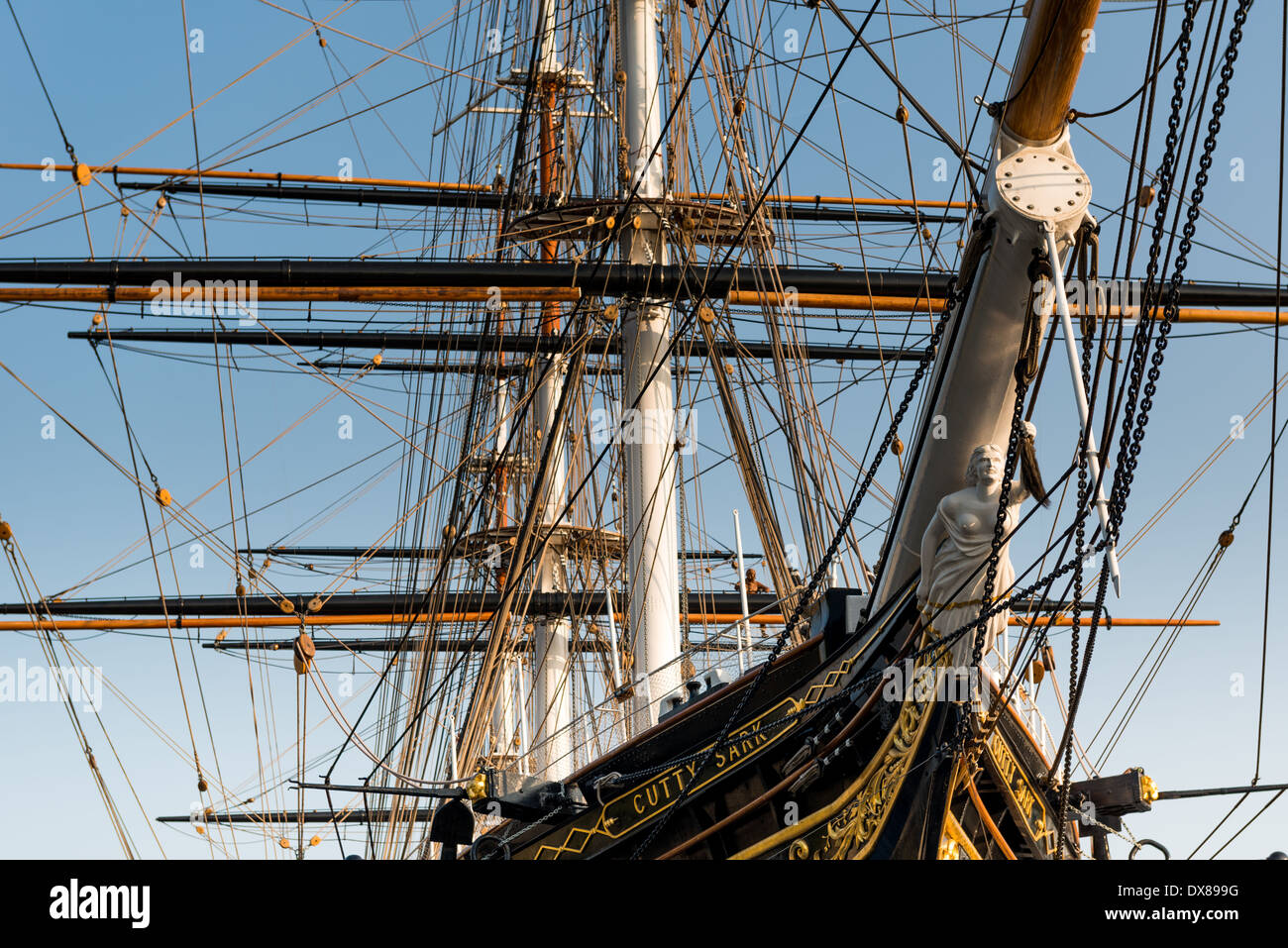 Cutty Sark, the last surviving British tea clipper, now a visitor museum in Greenwich, London Stock Photo