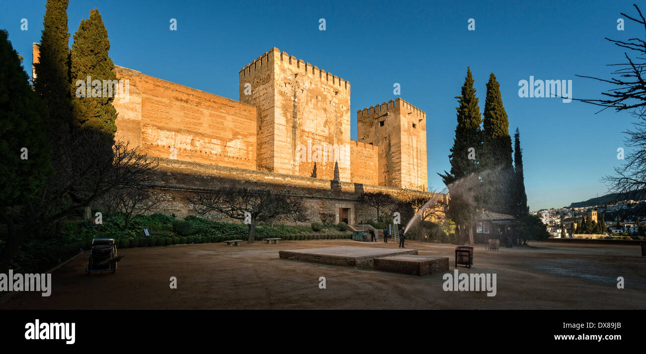 Granada, Entrances and Torres de la Alcazaba Alhambra Stock Photo