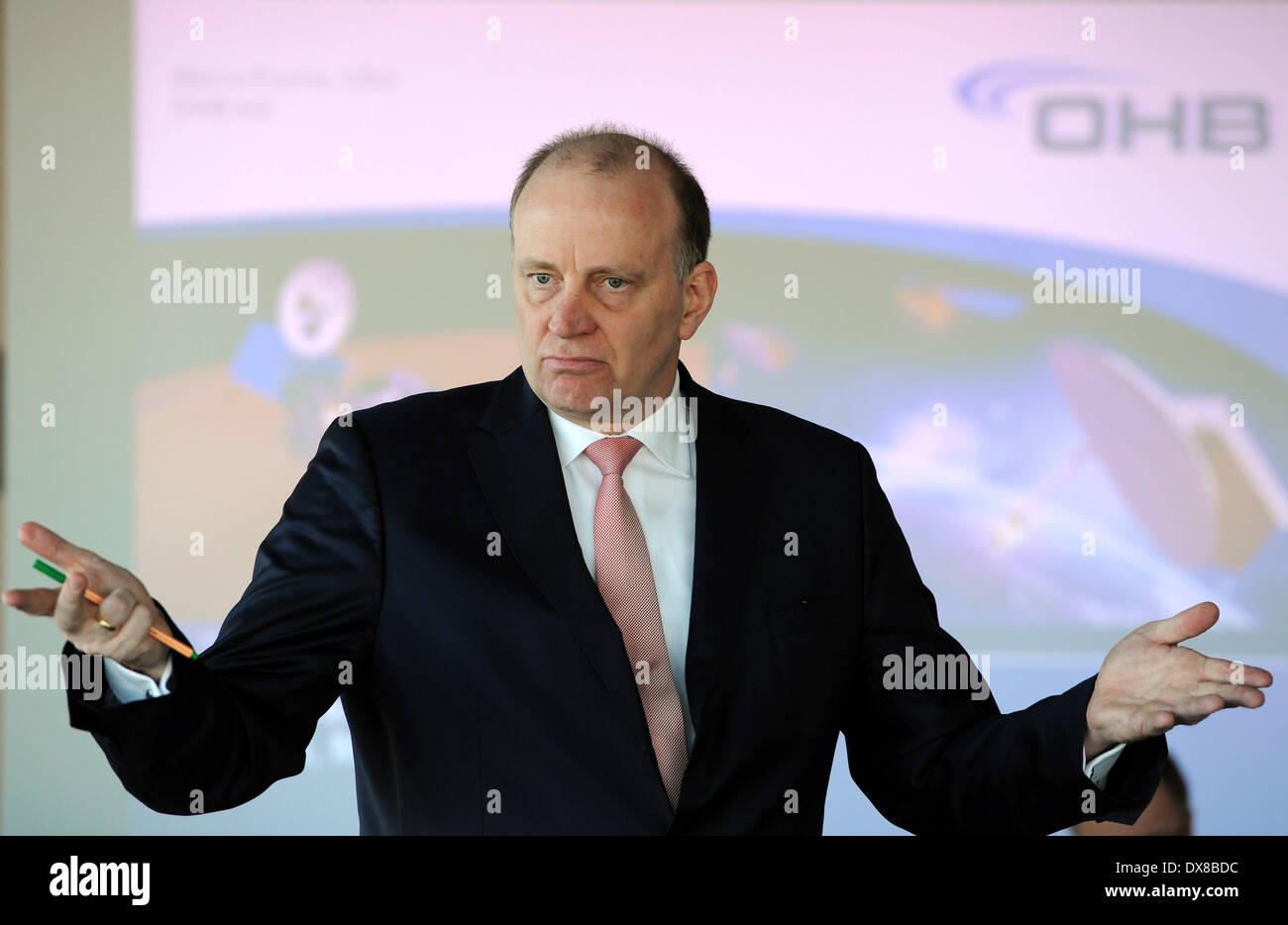 Bremen, Germany. 20th Mar, 2014. CEO of aerospace company OHB AG, Marco R. Fuchs presents the business results for 2013 in Bremen, Germany, 20 March 2014. Photo: INGO WAGNER/dpa/Alamy Live News Stock Photo
