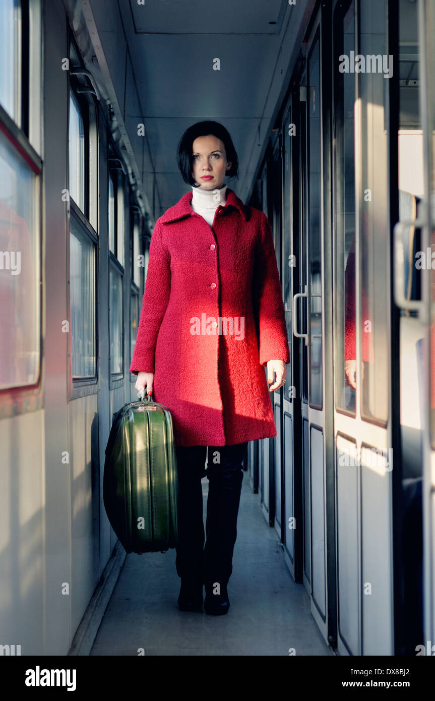 Female traveling waiting train hi-res stock photography and images - Alamy