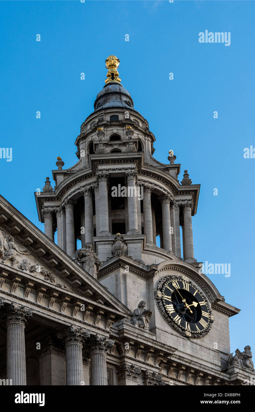 One of the two West Towers of St Paul's Cathedral, housing a clock and