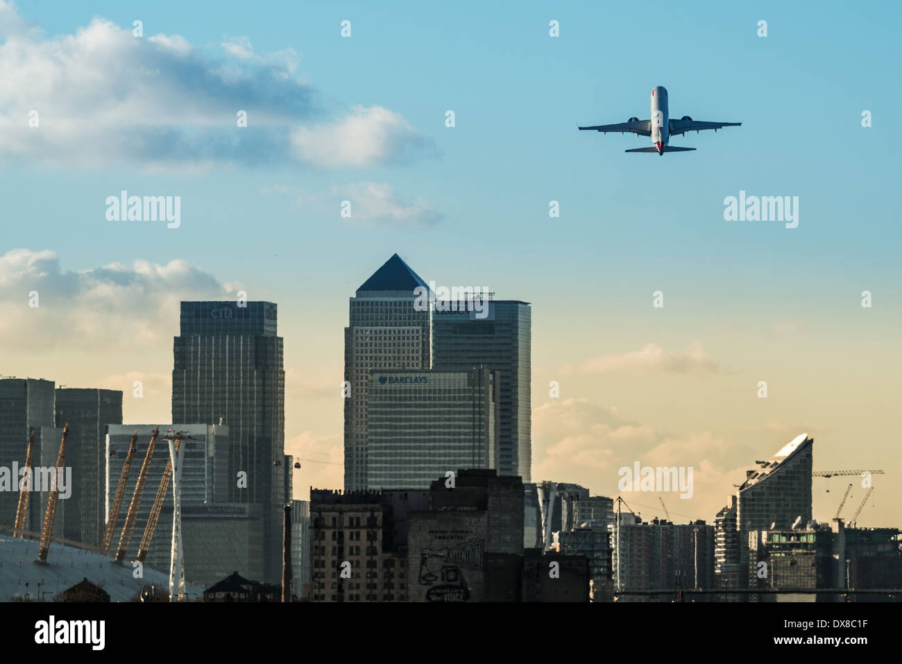 A British Airways jet plane takes off from London City Airport in East ...