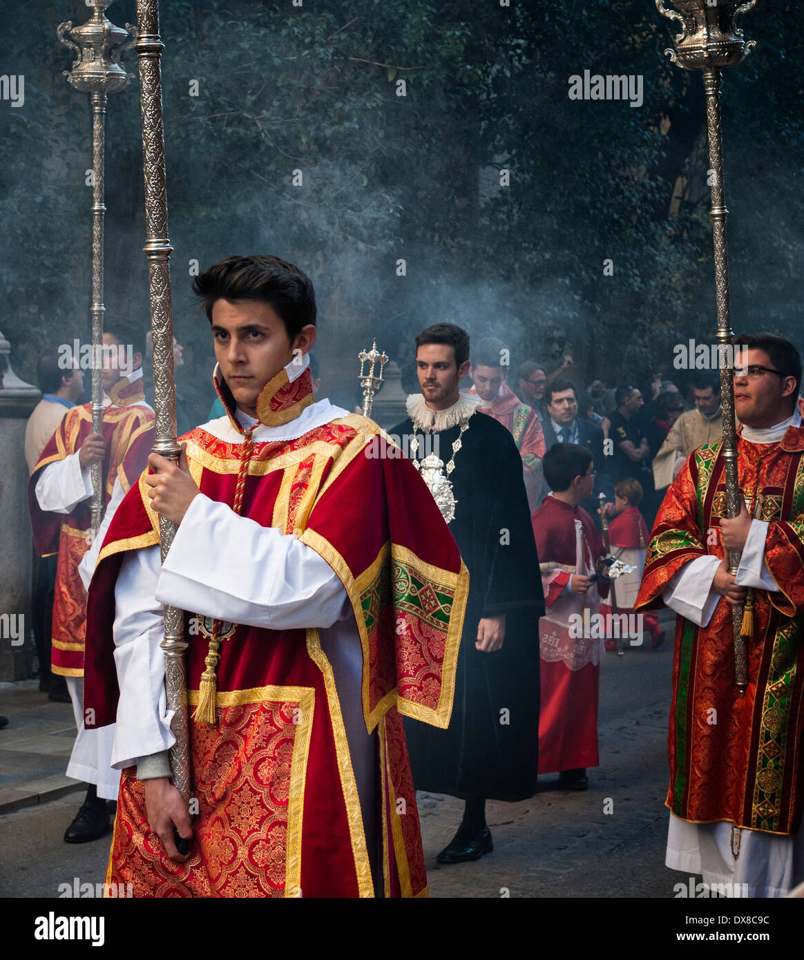 Religious procession through the streets of Granada, Stock Photo