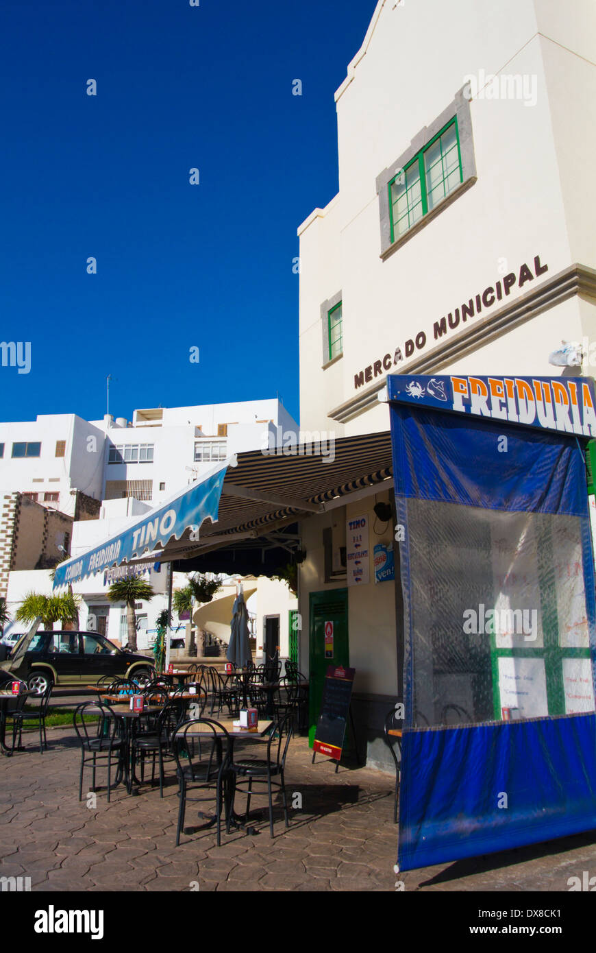 Restaurants and Mercado Municipal market hal, Puerto del Rosario,  Fuerteventura, Canary Islands, Spain, Europe Stock Photo - Alamy