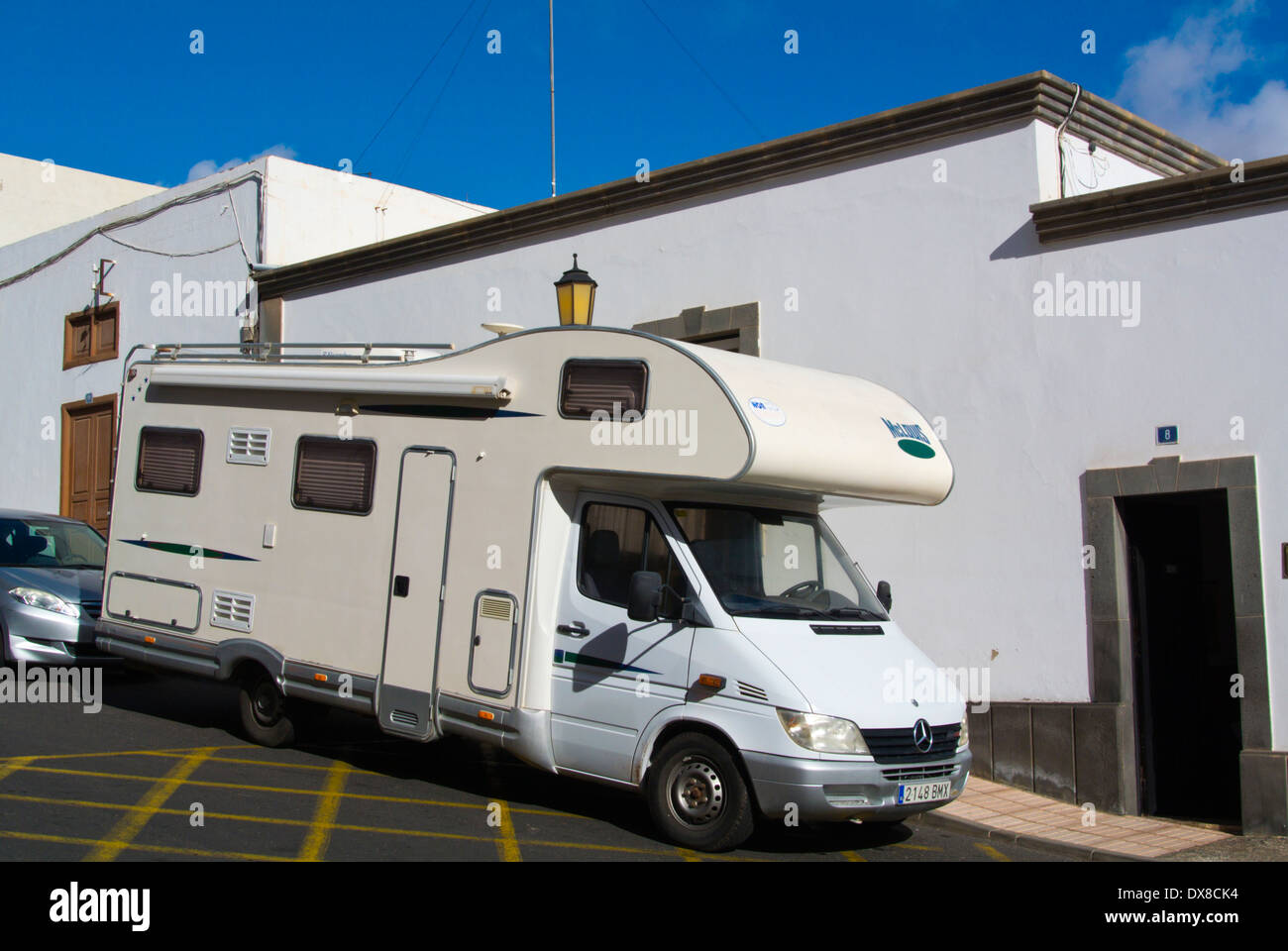 RV recreational vehicle motorhome campervan, Puerto del Rosario, Fuerteventura, Canary Islands, Spain, Europe Stock Photo