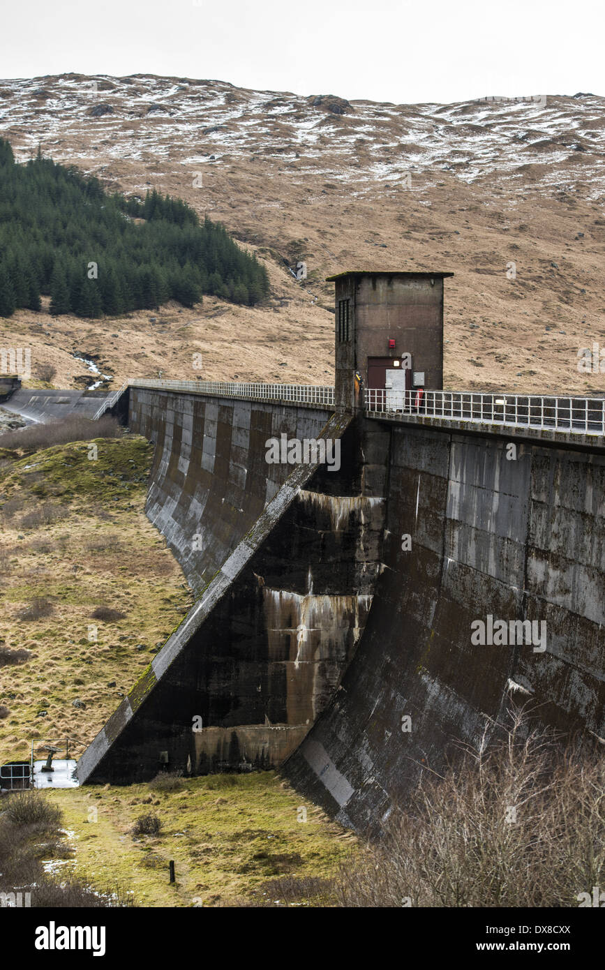 Allt na Lairige Dam is a pre stressed concrete dam creating an