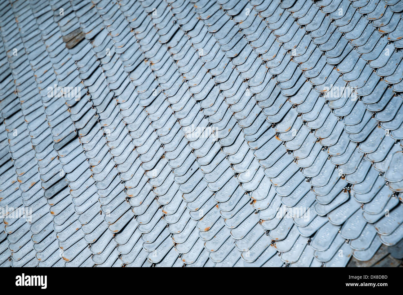 A large collection of military personnel 'dog tags' on display at the Chelsea Flower show 2012. Stock Photo