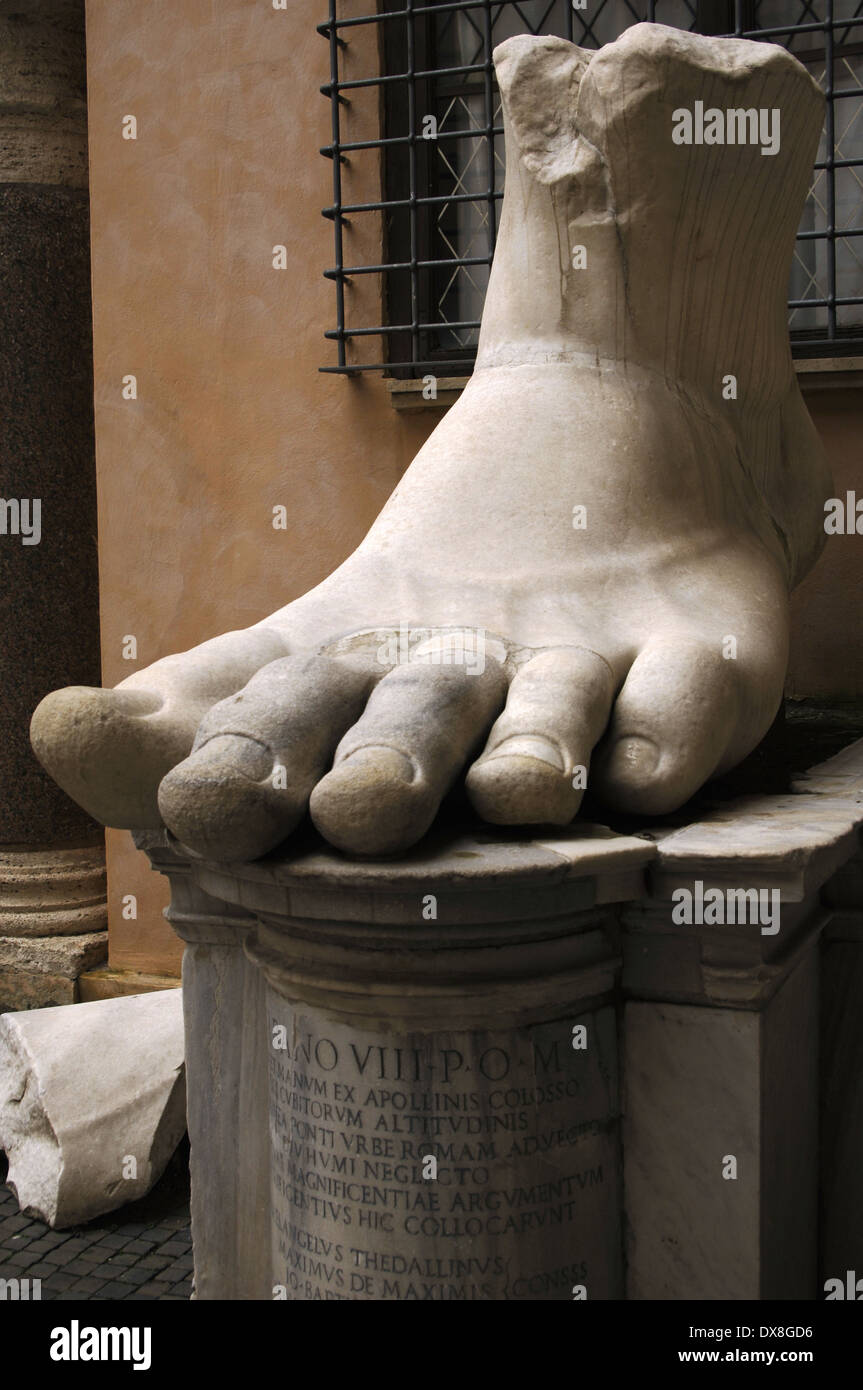 Constantine I, The Great (272-337). Roman Emperor. Foot of Constantine's colossal statue. Rome. Stock Photo