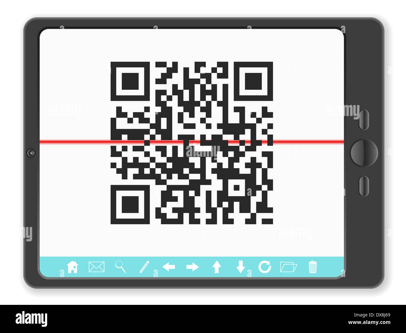 PC tablet with QR code scanner on a white background Stock Photo - Alamy