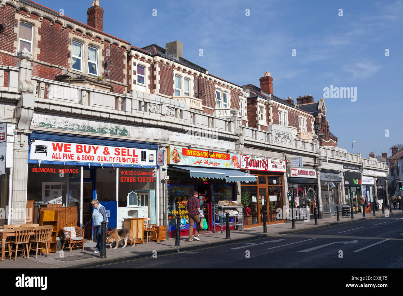Small individual shops in Southsea. Stock Photo