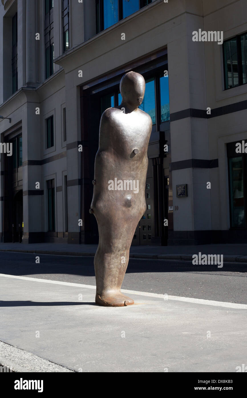 Parallel field sculpture by Antony Gormley in the city of London, UK Stock Photo