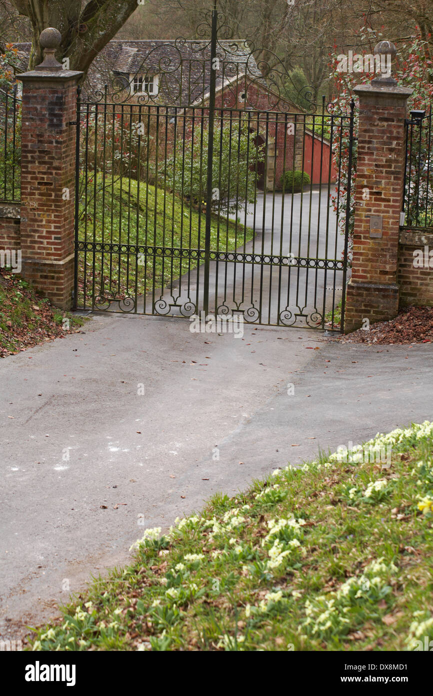 entrance gate to Ashcombe House, Wiltshire where Madonna and Guy Ritchie lived Stock Photo