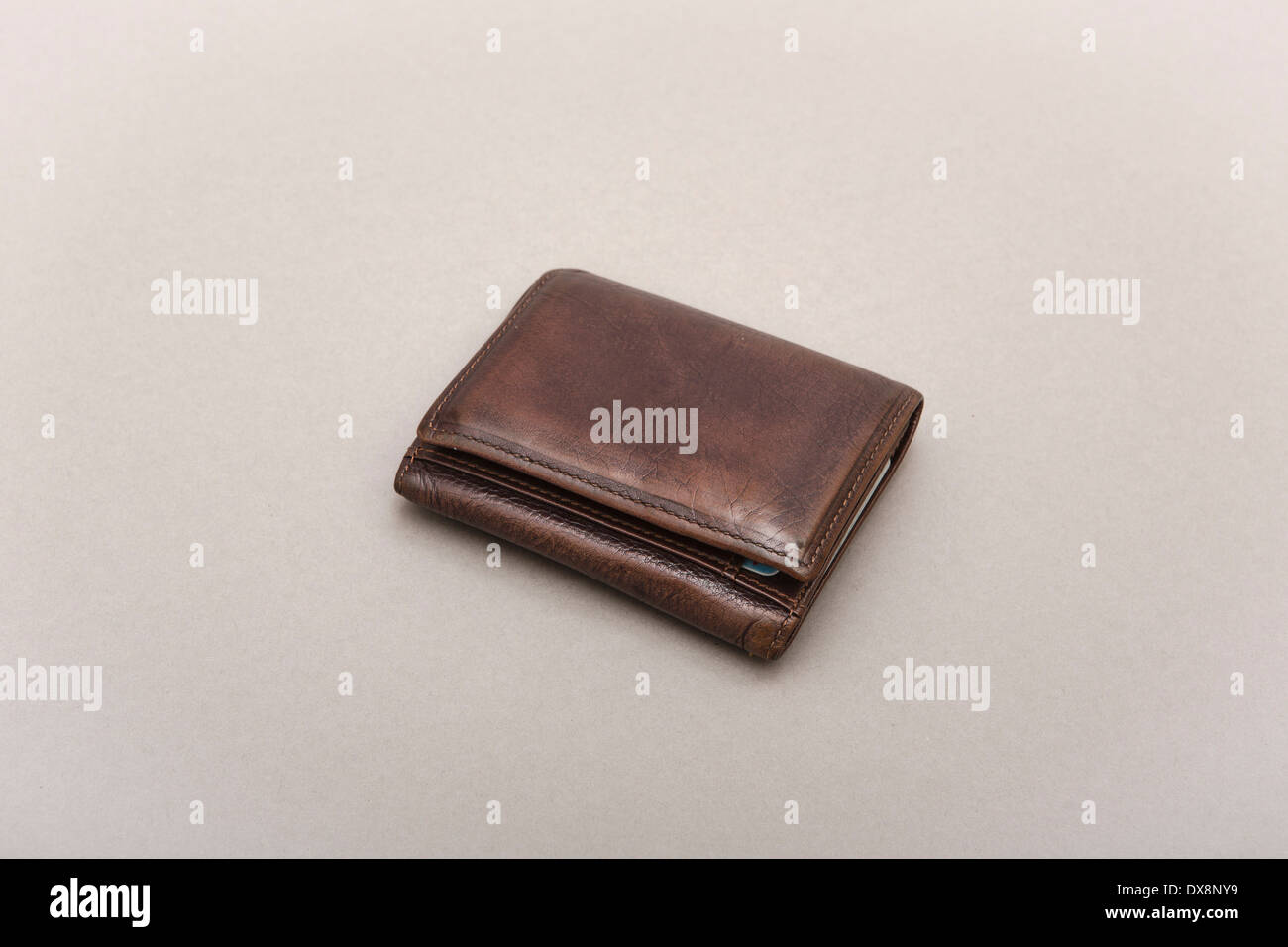 Brown leather wallet Stock Photo