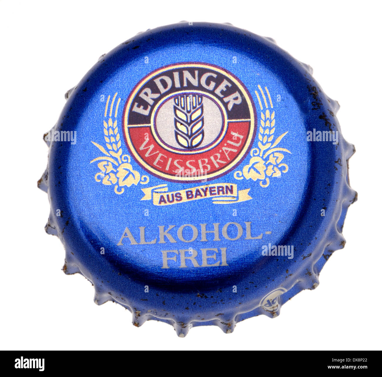 Beer bottle cap - Erdinger Alcohol-free Weissbrau Stock Photo