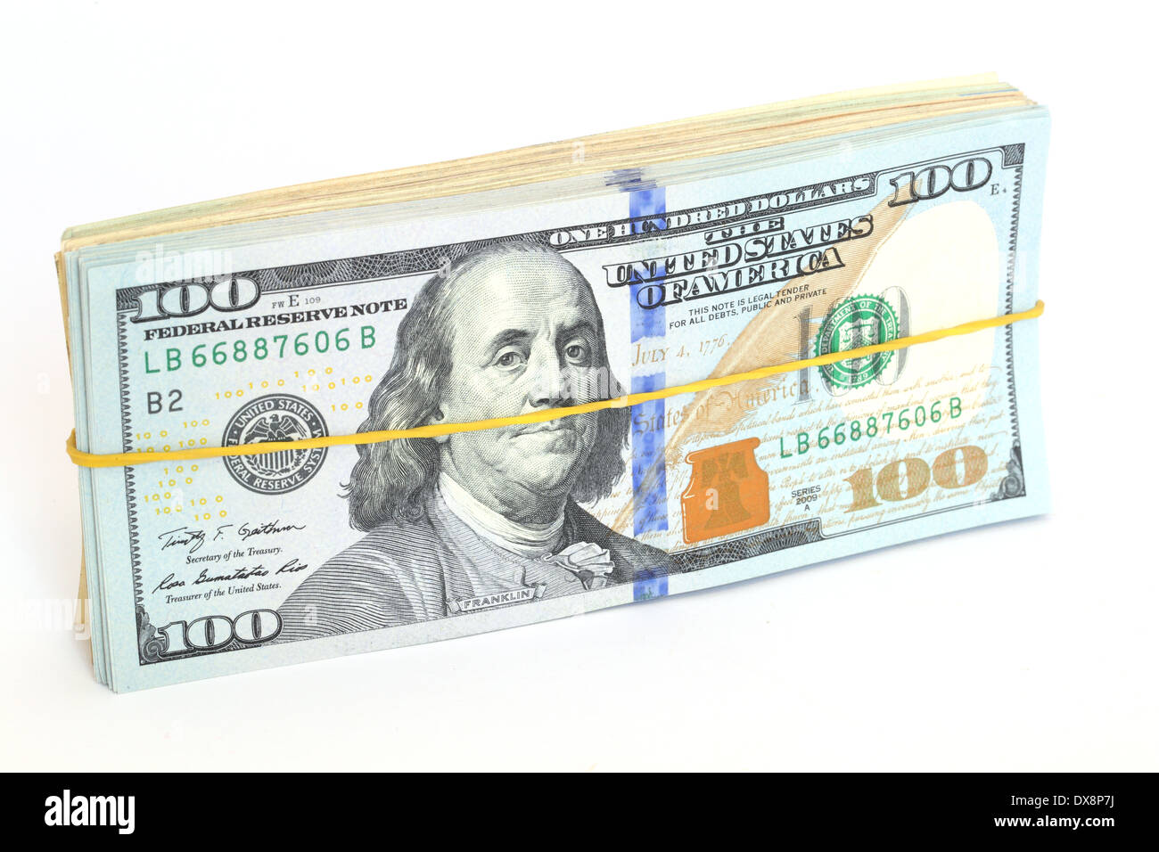 Pack of dollar bills on white background Stock Photo
