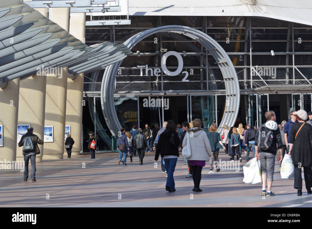 The O2 main entrance of the London state-of-the-art concert arena, London, England, United  Kingdom. Stock Photo