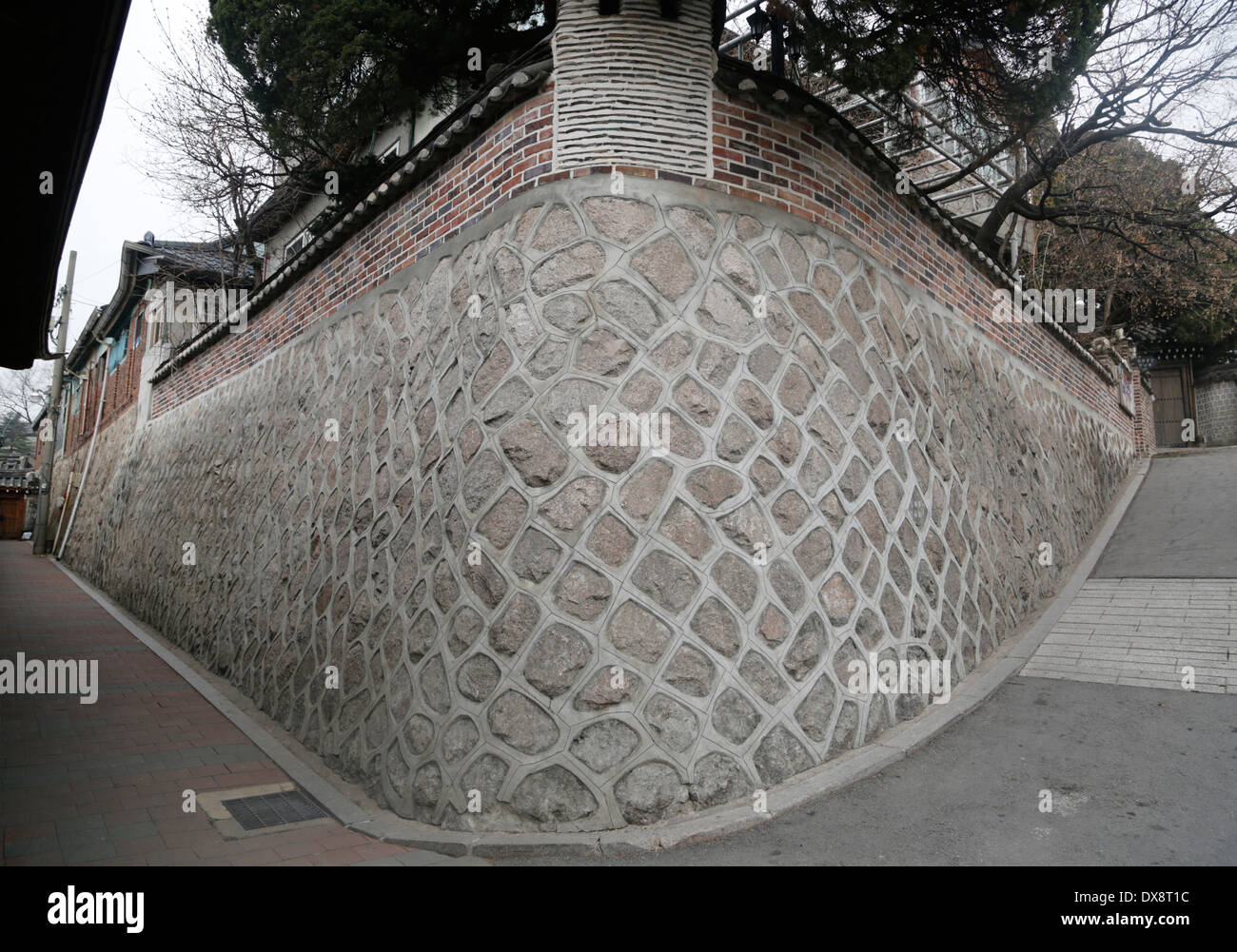 the wall at a Korean traditional Hanok village in Seoul, South Korea