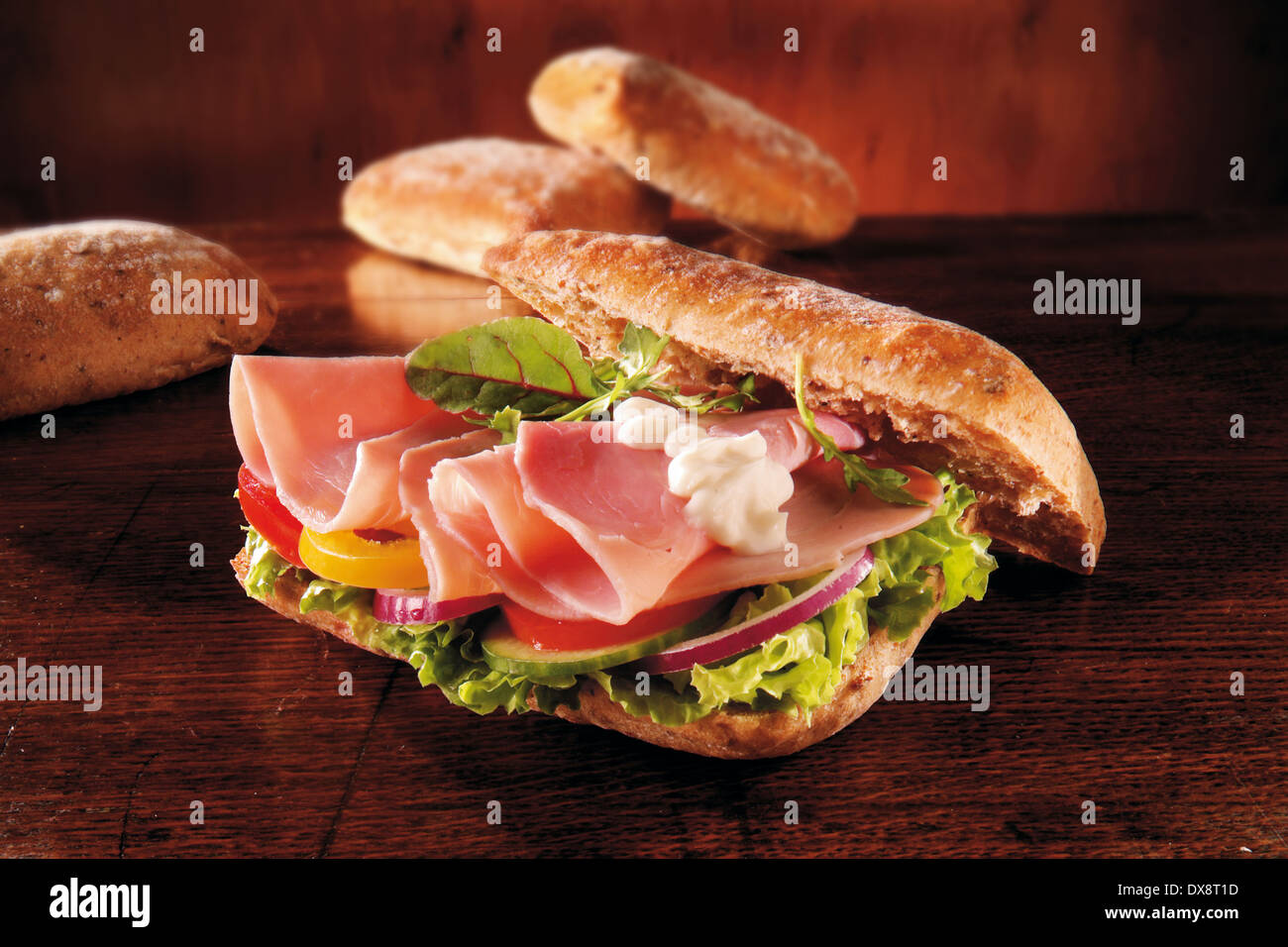 https://c8.alamy.com/comp/DX8T1D/ham-salad-baguette-chiabatta-DX8T1D.jpg