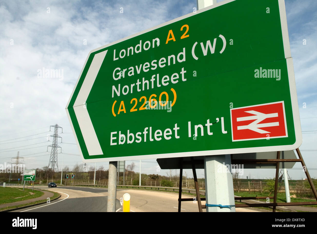 Ebbsfleet Valley Kent UK. Ebbsfleet International train station sign