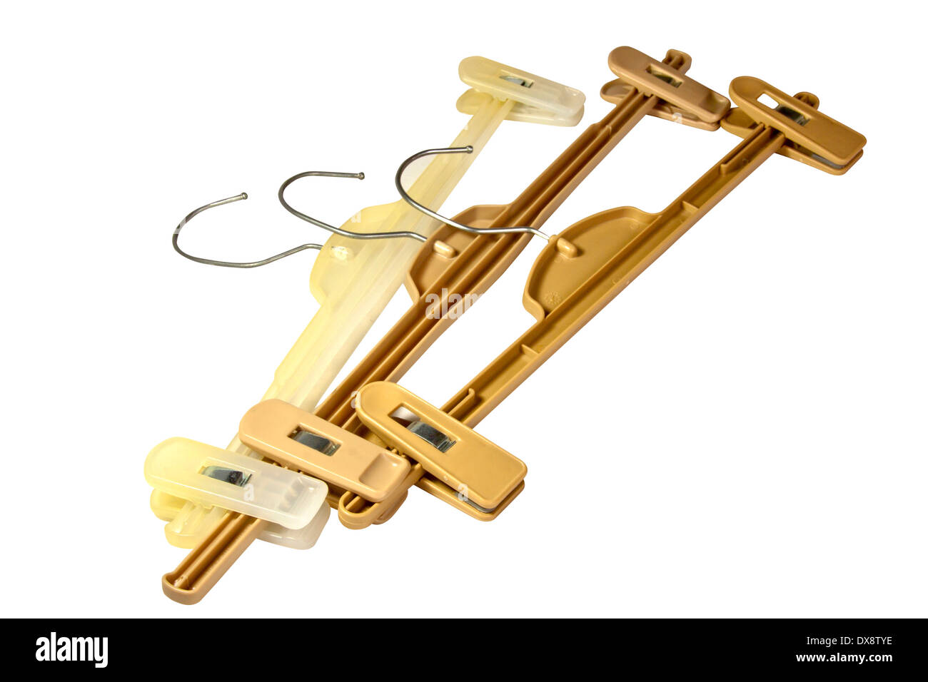 https://c8.alamy.com/comp/DX8TYE/three-brown-plastic-coat-hangers-with-metal-hooks-DX8TYE.jpg