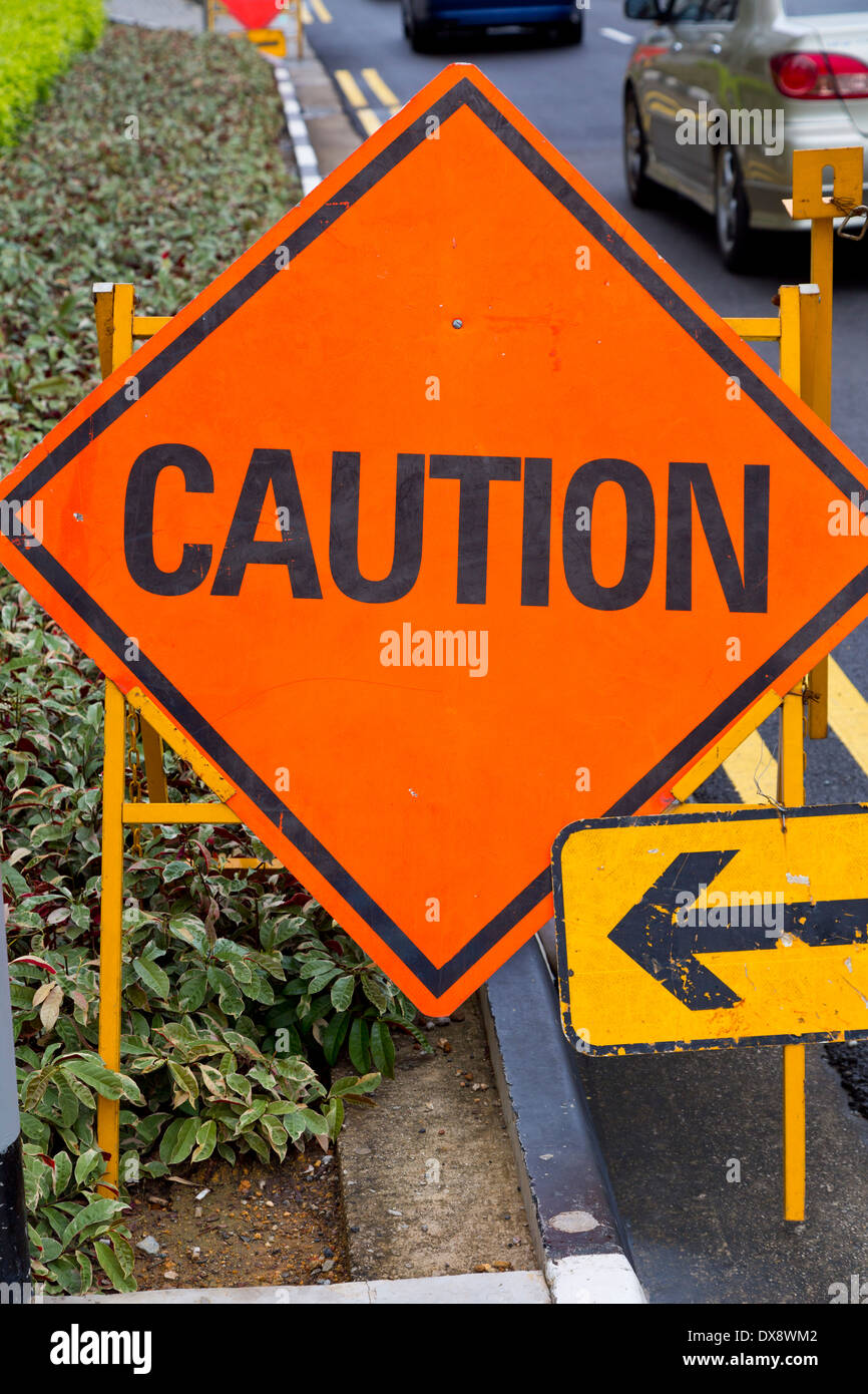 Caution Sign in Singapore Stock Photo