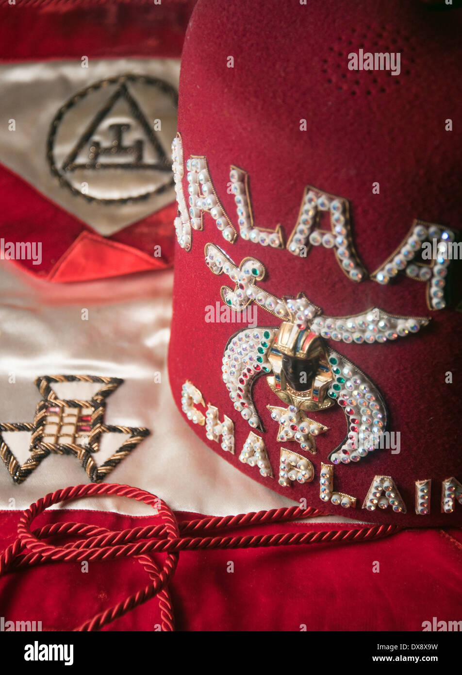 Red Shriner Fez from a chaplain Salaam Temple Stock Photo Alamy