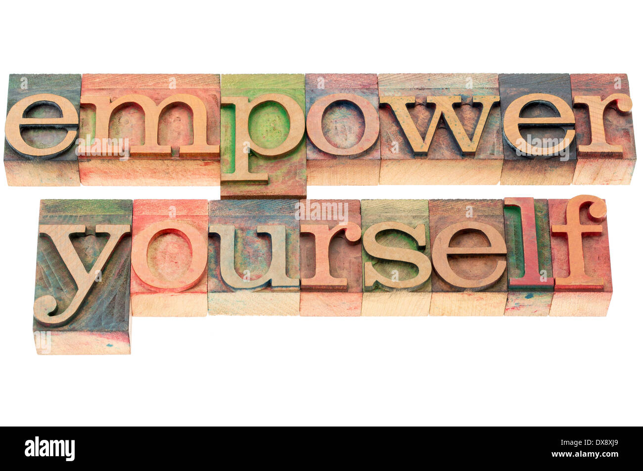 empower yourself - isolated text in letterpress wood type Stock Photo