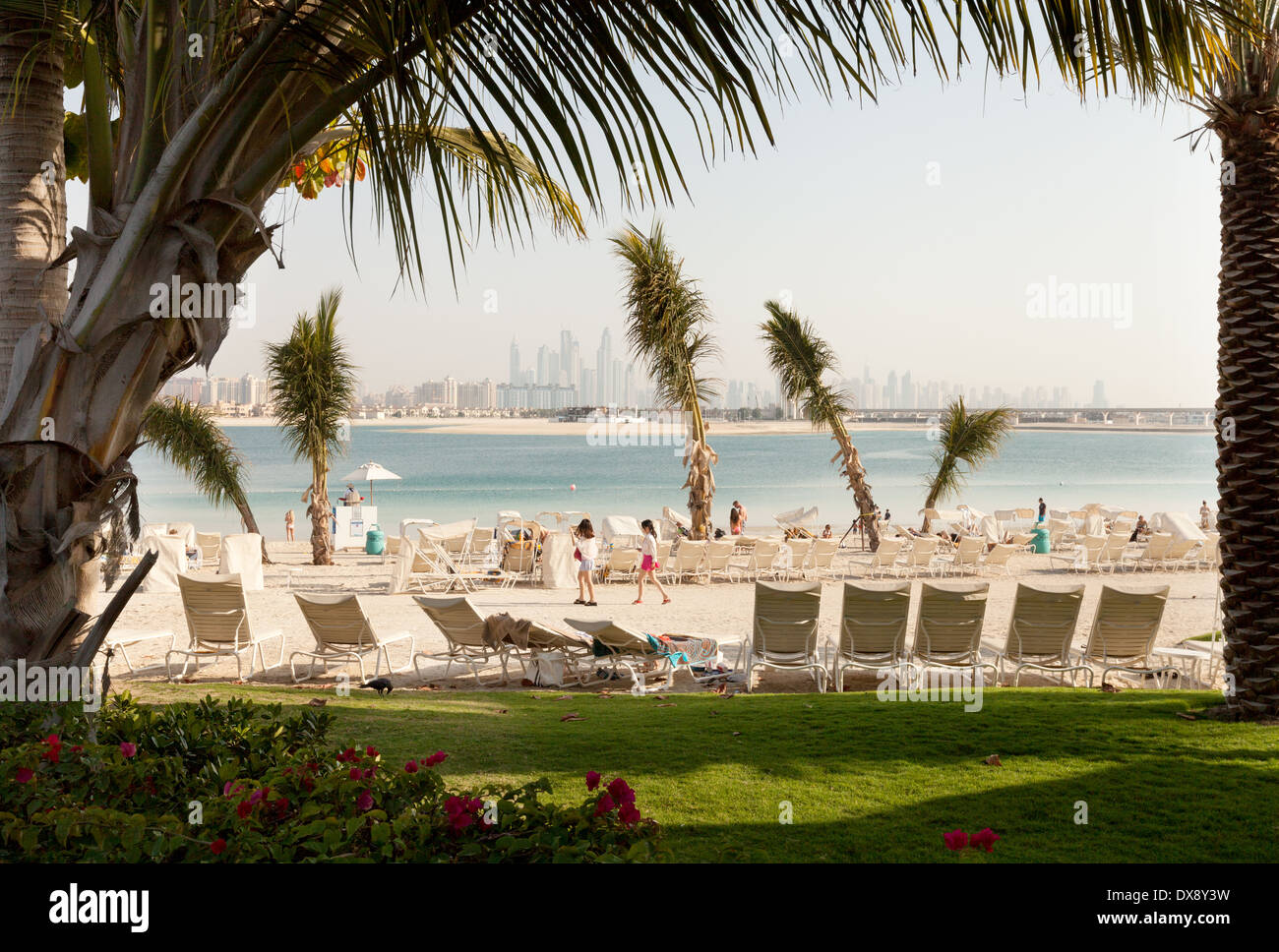 Dubai beach, The Hotel Atlantis, the Palm,  UAE, United Arab Emirates, Middle East Stock Photo