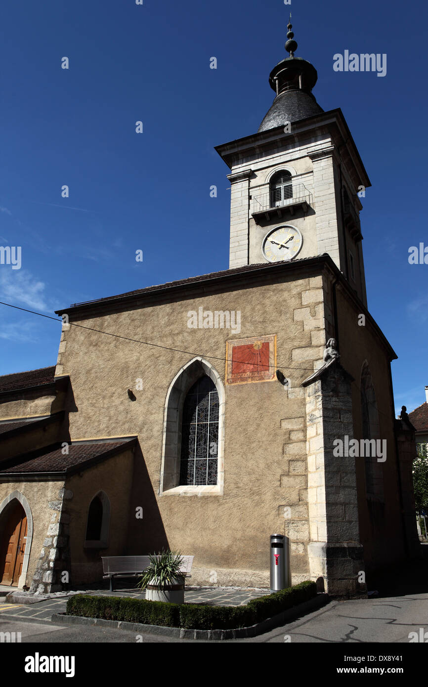St Victor Church in Ollon, Switzerland. Stock Photo