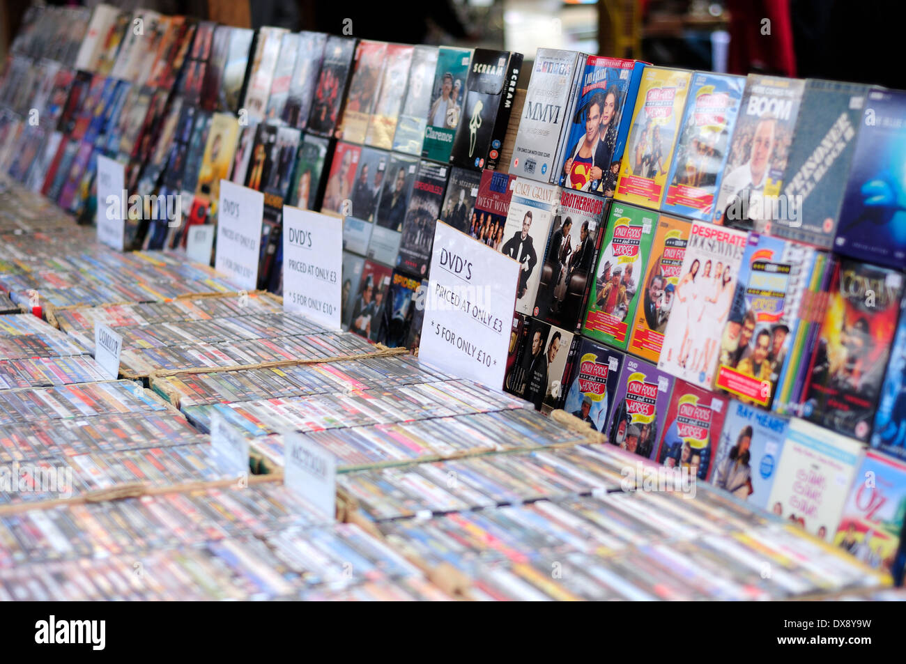 Chesterfield Flee Market And Fruit And Vegetables .Derbyshire,UK. CD Music Discs . Stock Photo