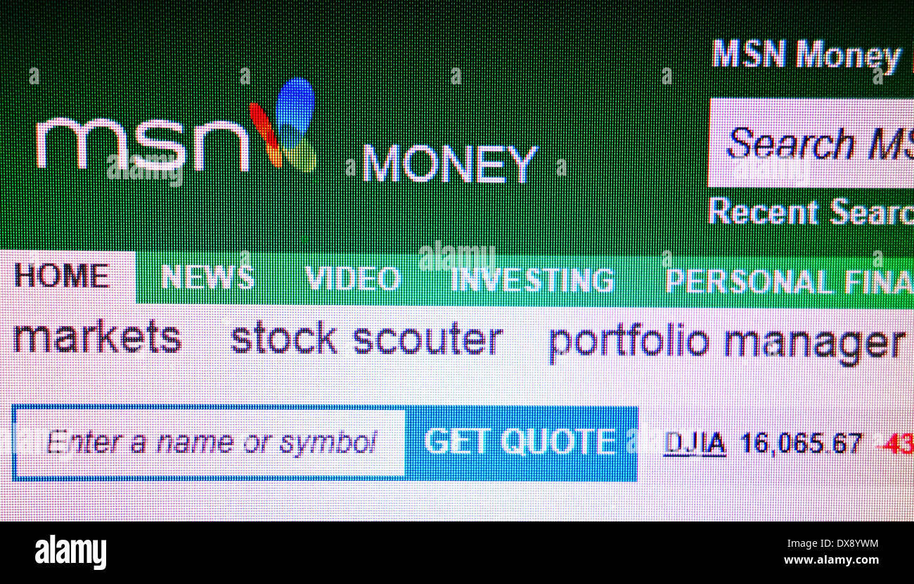 MSN MONEY online financial advice Stock Photo