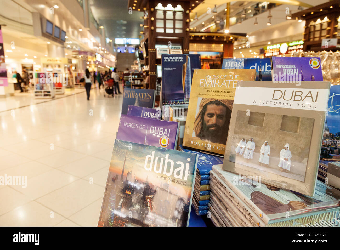Book shop, Dubai airport terminal interior, Dubai, UAE, United Arab Emirates Middle East Stock Photo