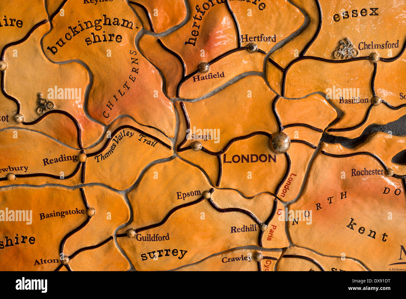 Map showing Cycle Network around London Stock Photo