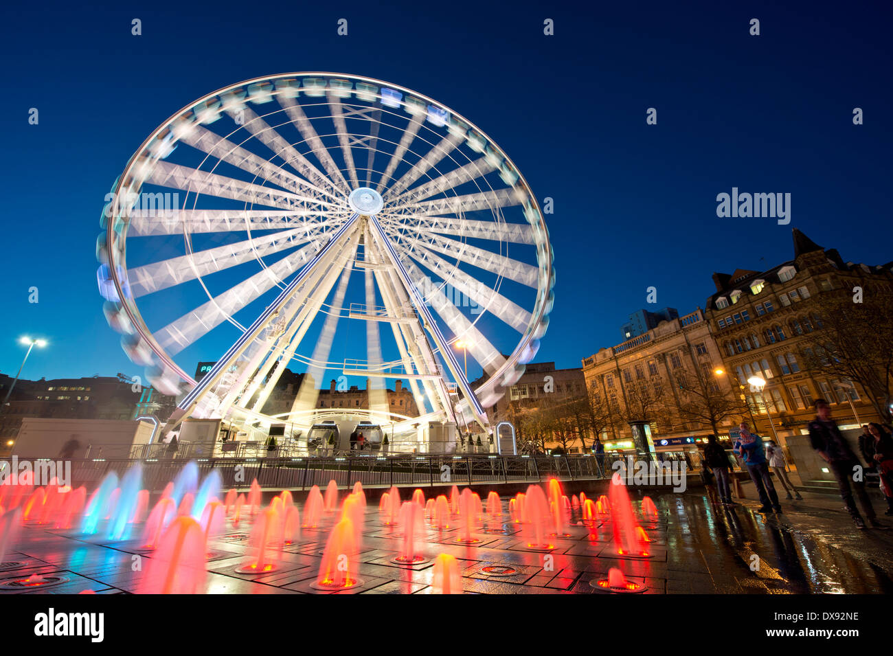 The new wheel of Manchester ferris wheel located in Piccadilly Gardens in Manchester. Stock Photo