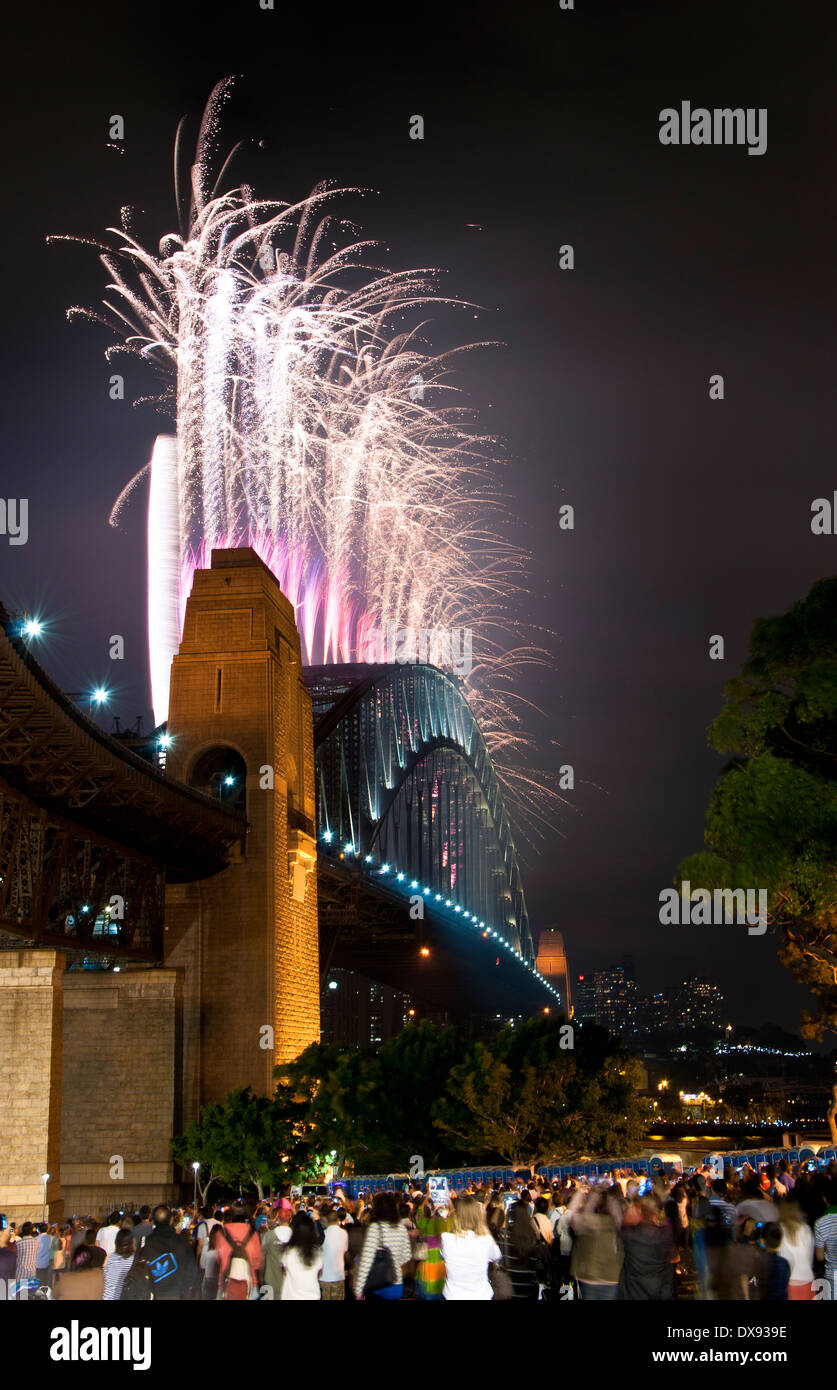New years eve at Sydney harbour bridge Stock Photo