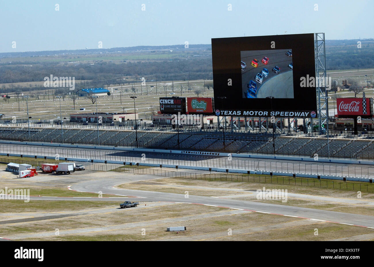 Arlington, TX, USA . 20th Mar, 2014. World's largest HD video screen at the Texas Motor Speedway, ready for the Duck Commander 500 Credit:  J. G. Domke/Alamy Live News Stock Photo