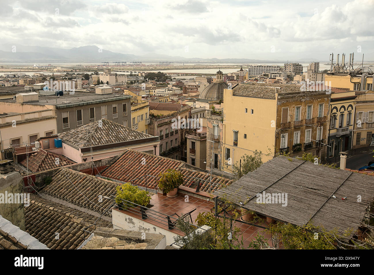 A view of Cagliari from bastione di Saint Remy Stock Photo