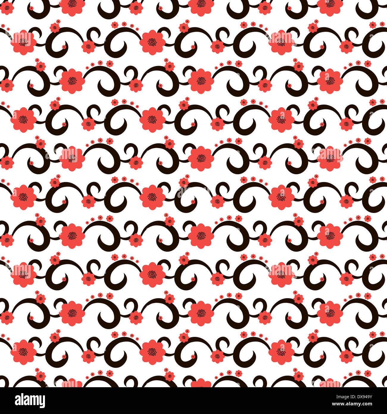 seamless pattern, vector illustration with red flowers. Floral design ...