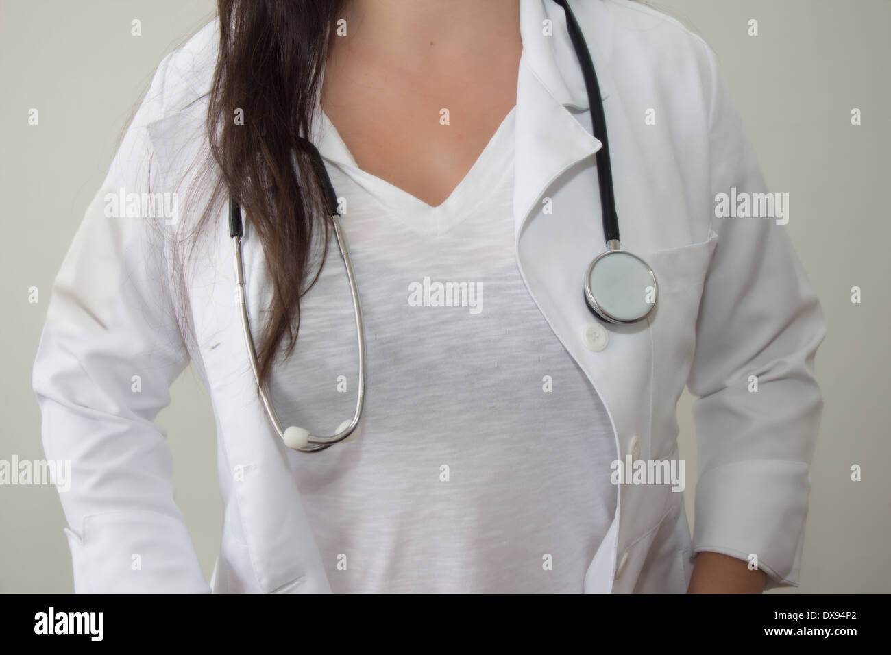 a female doctor with stethoscope Stock Photo