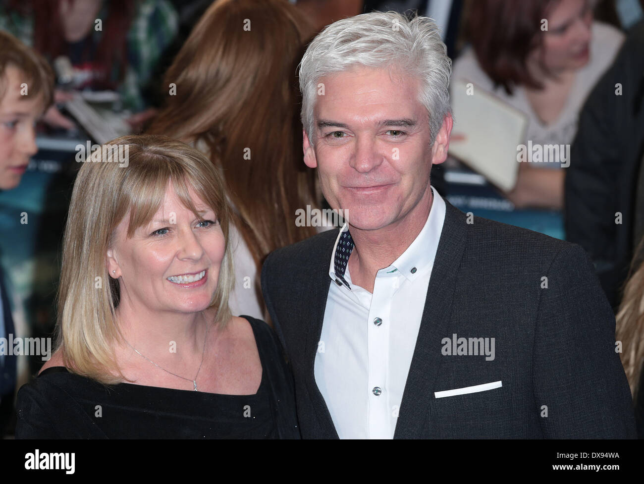 London, UK, 20th March 2014 Phillip Schofield and wife Stephanie arrive ...