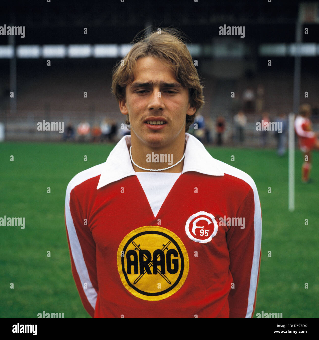football, Bundesliga, 1979/1980, Fortuna Duesseldorf, team presentation, portrait Thomas Allofs Stock Photo